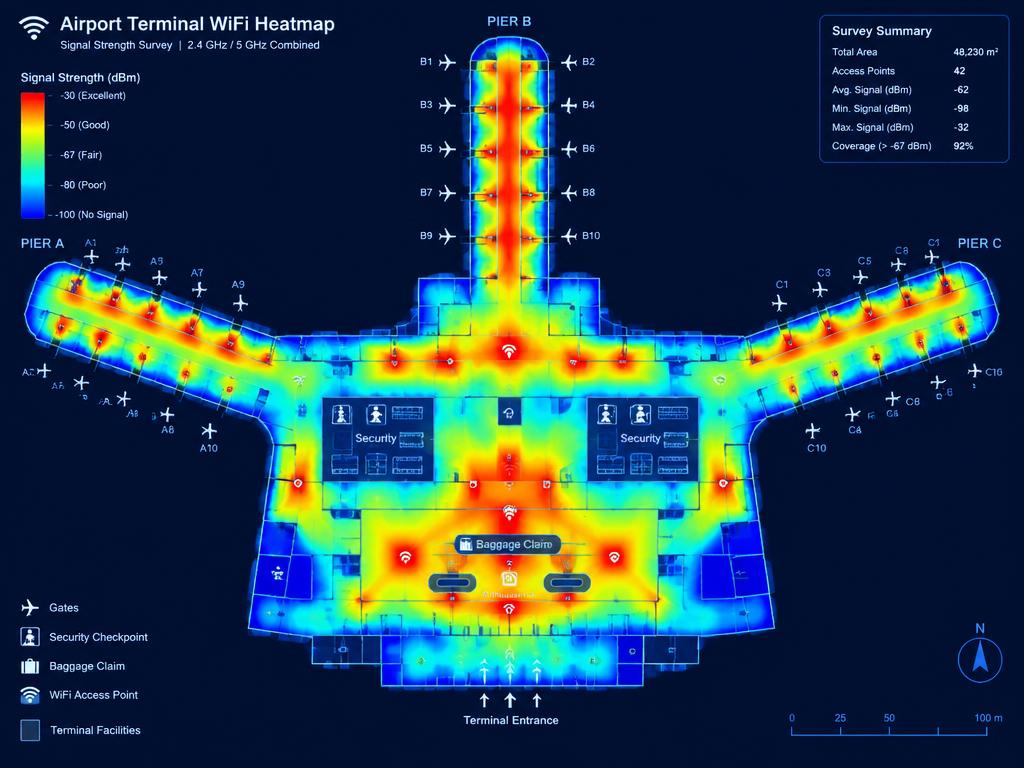 Airports wireless heatmap